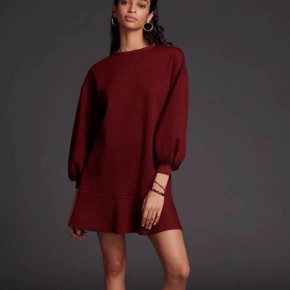Anthropologie Dresses & Skirts - Anthropologie Mare Mare Odila Maroon Textured Knit long sleeve dress tunic